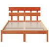 vidaXL Bettgestell mit Kopfteil Braun 135 x 190 cm Massivholz Kiefer