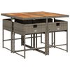 vidaXL 5-tlg. Garten-Essgruppe mit Kissen Grau Poly Rattan