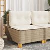 vidaXL Gartensofa ohne Armlehnen mit Kissen Beige Poly Rattan
