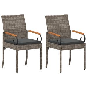 vidaXL Gartenst&uuml;hle 2 pcs Grau und Dunkelgrau Poly-Rattan und Akazie