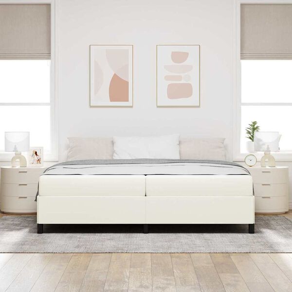 vidaXL Bettrahmen mit Matratze Creme 200 x 200 cm Stoff