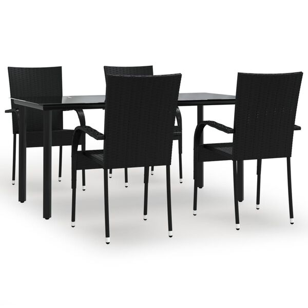 vidaXL 5-tlg. Garten-Essgruppe Schwarz Poly Rattan