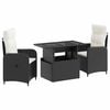 vidaXL Outdoortisch-Set 3 pcs Schwarz und Cremewei&szlig; Poly-Rattan