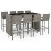 vidaXL 9-tlg. Gartenbar-Set Grau Poly Rattan