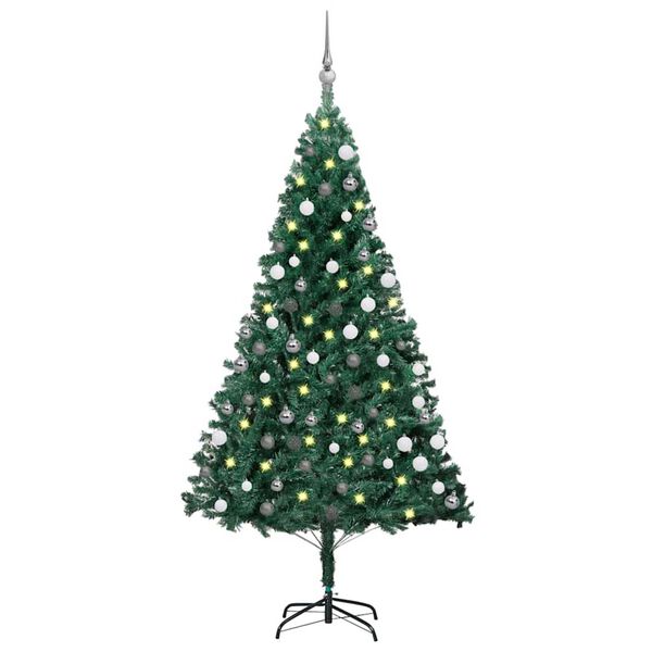vidaXL K&uuml;nstlicher Weihnachtsbaum mit Beleuchtung & Kugeln Gr&uuml;n 120 cm