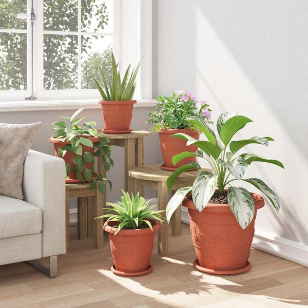 vidaXL Runde Blumenplatte 24 pcs Ziegelrot &Oslash; 14 x 2 cm Kunststoff