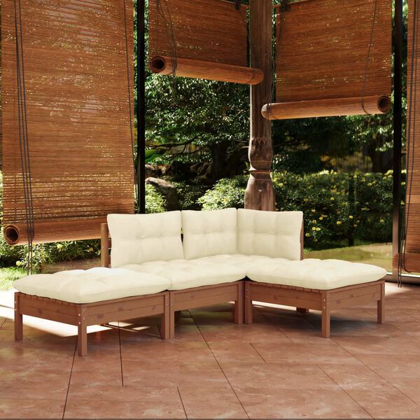 vidaXL 4-tlg. Garten-Lounge-Set mit Kissen Kiefer Massivholz