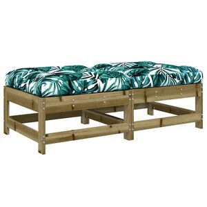 vidaXL Gartenhocker mit Kissen 2 Stk. Kiefernholz Impr&auml;gniert