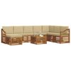 vidaXL Ecksofa Set mit Kissen 9 pcs Natur und Beige Massivholz Akazie