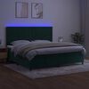 vidaXL Boxspringbett mit Matratze & LED Dunkelgr&uuml;n 200x200 cm Samt