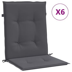 vidaXL Gartenstuhlauflagen f&uuml;r Niedriglehner 6 Stk. Anthrazit