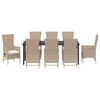 vidaXL Garten Essgruppe mit Kissen 9 pcs Beige Poly-Rattan