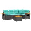 vidaXL 6-tlg. Garten-Sofagarnitur mit Kissen Schwarz Poly Rattan