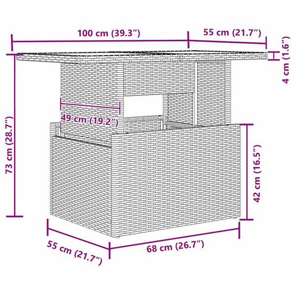 vidaXL Garten-Sofa-Set mit Kissen mit Speicher 7 pcs Beige Poly Rattan