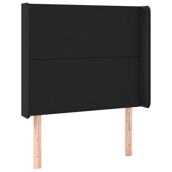 vidaXL Kopfteil mit Ohren Schwarz 93x16x118/128 cm Kunstleder