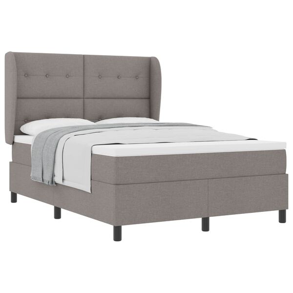 vidaXL Boxspringbett mit Matratze Taupe 140 x 200 cm Stoff