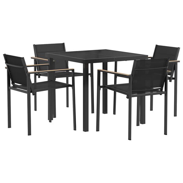 vidaXL Gartenm&ouml;bel Set 5 pcs Schwarz und Anthrazit 80 x 80 x 73 cm