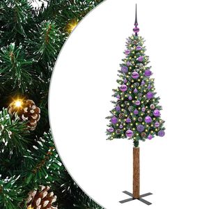 vidaXL Schlanker Weihnachtsbaum mit 150 LEDs mit St&auml;nder Gr&uuml;n 150 cm