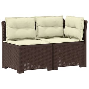 vidaXL 2-Sitzer Garten-Sofa mit Kissen Rattan-Look PP Braun