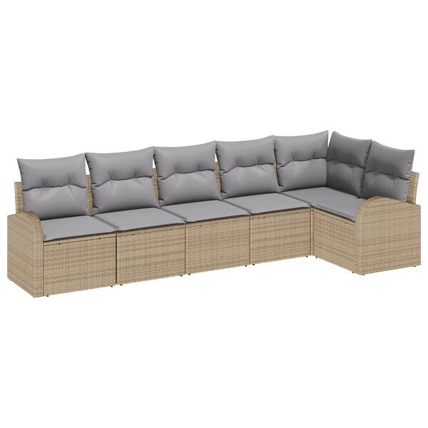 vidaXL Gartensofa-set mit Kissen 6 pcs Beige und Hellgrau Poly-Rattan