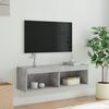 vidaXL TV-Schrank mit LED-Leuchten Betongrau 100x30x30 cm