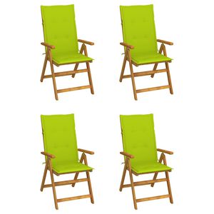vidaXL Klappst&uuml;hle Verstellbar 4 Stk. mit Auflagen Massivholz Akazie