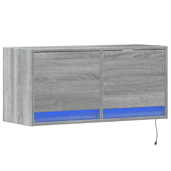 vidaXL TV-Wandschrank mit LED-Beleuchtung Grau Sonoma 80x31x38 cm