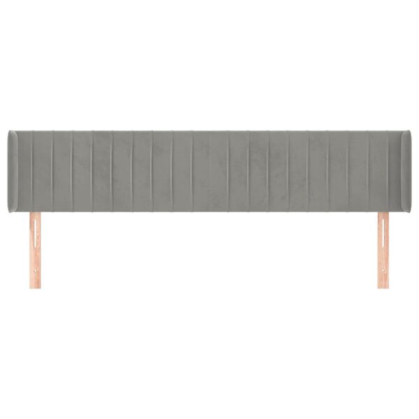vidaXL Kopfteil mit Ohren Hellgrau 203x16x78/88 cm Samt
