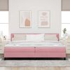 vidaXL LED Boxspringbett mit Matratze mit LED Rosa 200 x 200 cm Samt