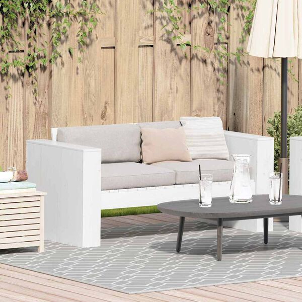 vidaXL Garten-Sofa Weiß 134 x 60 x 62 cm Massives Kiefernholz