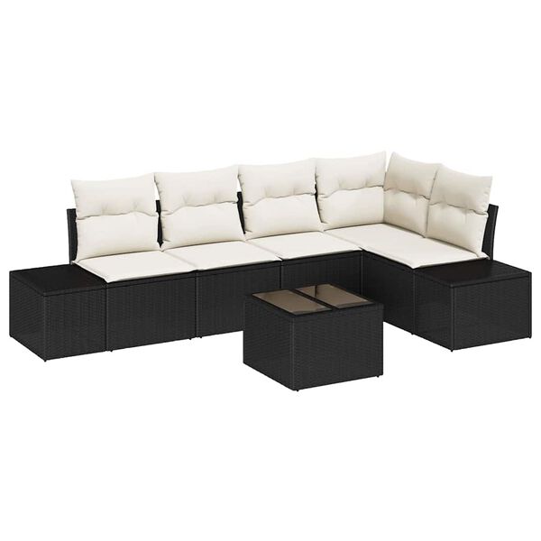 vidaXL Garten-Sofa-Set mit Kissen mit Speicher 6 pcs Braun und Creme