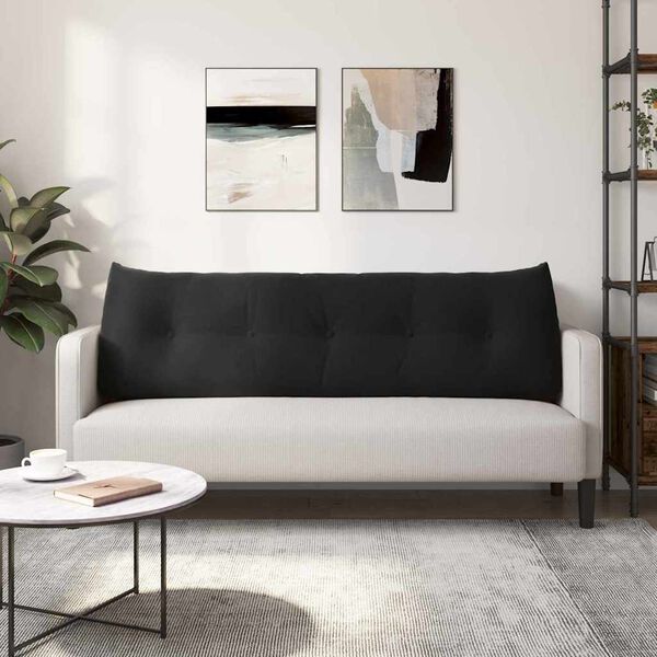 vidaXL R&uuml;ckenkissen Schwarz 160 x 24 x 50 cm Samt