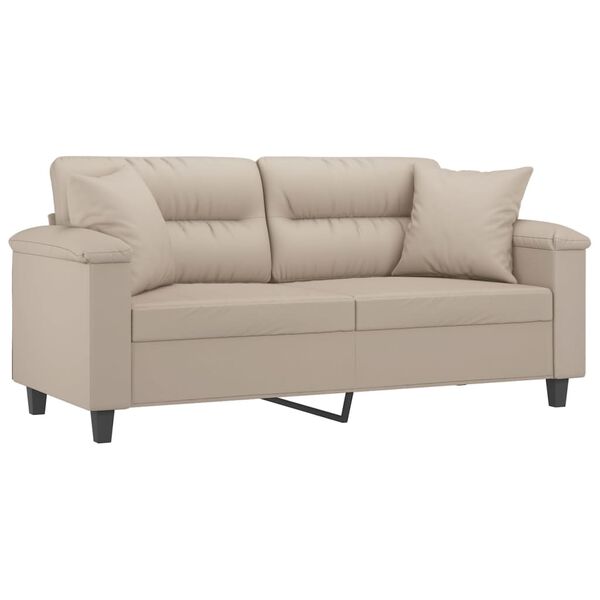 vidaXL 2-Sitzer-Sofa mit Kissen Creme 140 cm Mikrofasergewebe
