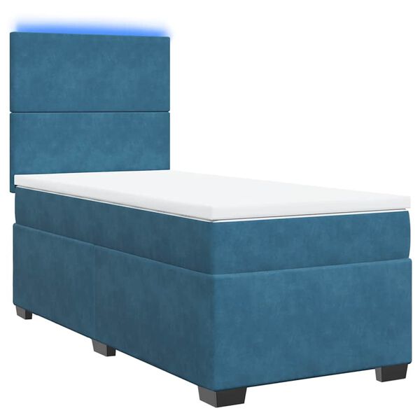 vidaXL Boxspringbett mit Matratze Blau 80x200 cm Samt