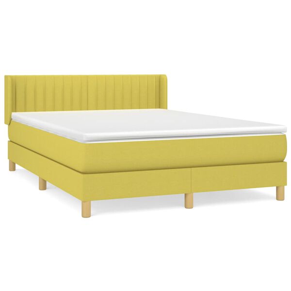 vidaXL Boxspringbett mit Matratze Gr&uuml;n 140x190 cm Stoff