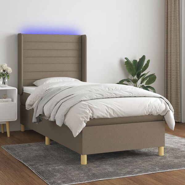 vidaXL Boxspringbett mit Matratze & LED Taupe 80x200 cm Stoff