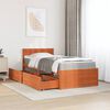 vidaXL Bett mit Schubladen und Matratze Wachsbraun 100x200 Massivholz