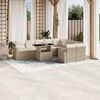 vidaXL 10-tlg. Garten-Sofagarnitur mit Kissen Beige Poly Rattan