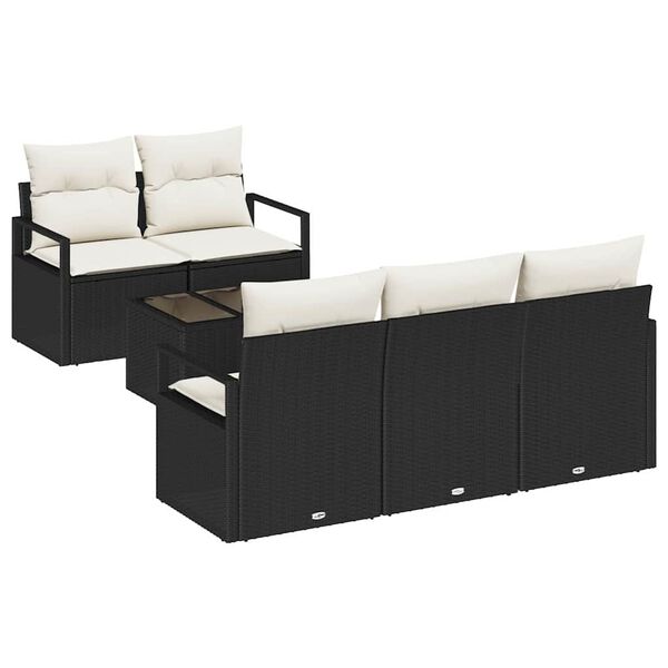 vidaXL Gartensofa-set mit Kissen 6 pcs Schwarz und Creme Poly-Rattan