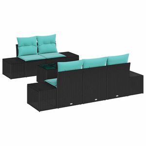 vidaXL Garten-Sofa-Set 6 stk. Schwarz und T&uuml;rkis Poly-Rattan