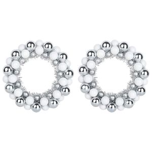 vidaXL Weihnachtsballkr&auml;nze 2 stk. Wei&szlig; und Silber 33 x 33 x 7 cm