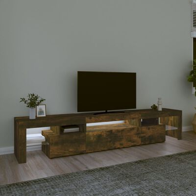 vidaXL TV-Schrank mit LED-Leuchten Räuchereiche 215x36,5x40 cm