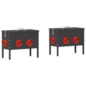 vidaXL H&uuml;hnerf&uuml;tterer 2 pcs Schwarz 41,5 x 20,5 x 33 cm