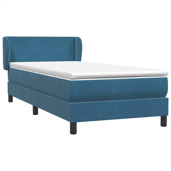 vidaXL Boxspringbett mit Matratze Dunkelblau 100x210 cm Samt