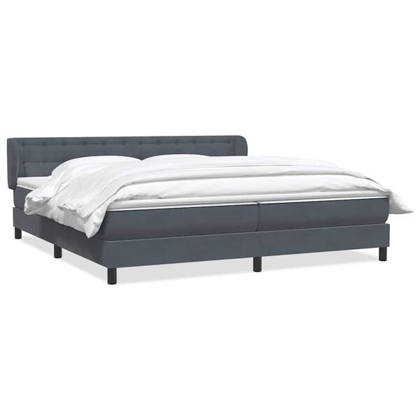 vidaXL Boxspringbett mit Matratzen Dunkelgrau 180x220 cm Samt