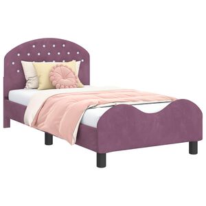 vidaXL Kinderbettgestell mit Kopfteil Lila 80 x 160 cm Samt