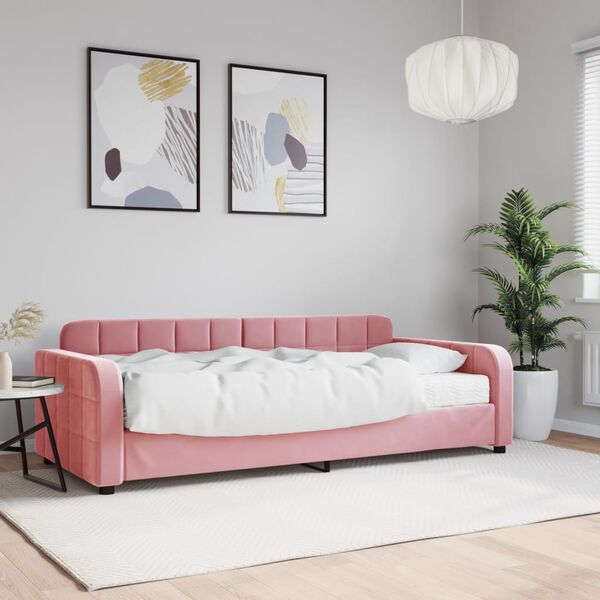 vidaXL Tagesbett mit Matratze Rosa 90x200 cm Samt