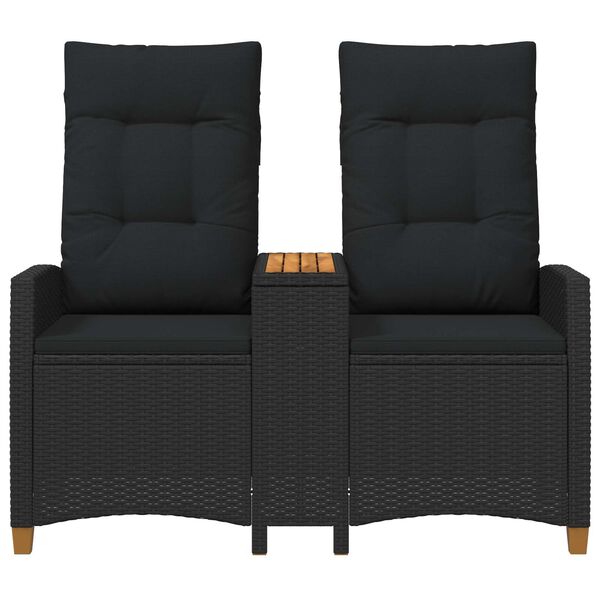 vidaXL Liegebank mit Tisch Schwarz 126 x 65 x 112 cm Poly-Rattan