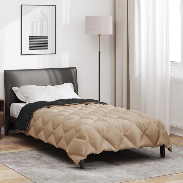 vidaXL Winterbettdecke Schwarz und Taupe 220 x 155 cm Mikrofaser