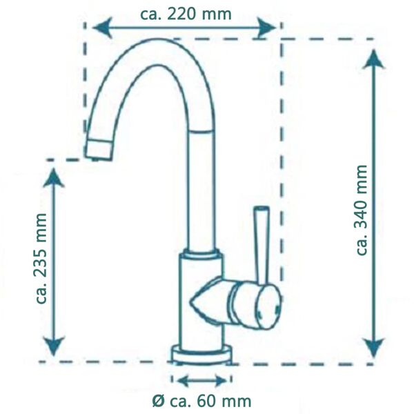 SCH&Uuml;TTE Sp&uuml;ltischarmatur CORNWALL Bogenauslauf Niederdruck Chrom